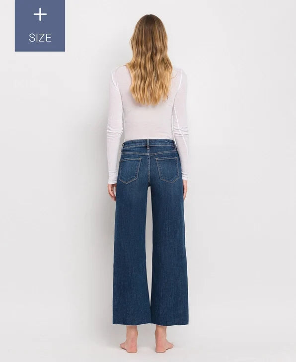 Plus Size Tummy Control Mid Rise Wide Leg Jeans