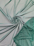 Power Mesh Polyester Rhinestones Fabric - Hunter Green - 4 Way Stretch Mesh Fabric Sold by Yard