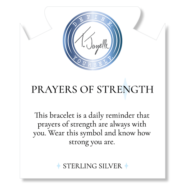 Prayers Collection: Arusha Agate Gemstone Bracelet with Prayers of Strength Sterling Silver Charm