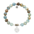Prayers Collection: Blue Calcite Gemstone Bracelet with Prayers of Luck Sterling Silver Charm