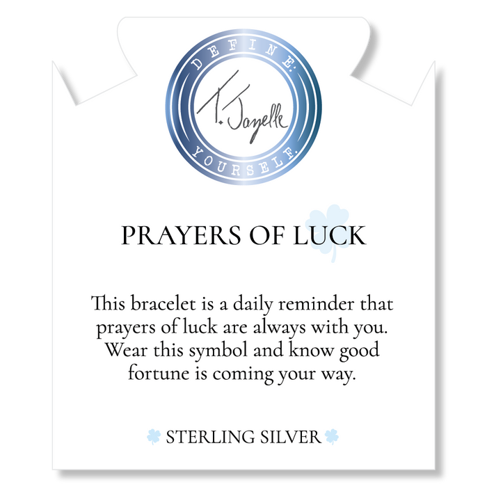 Prayers Collection: Blue Calcite Gemstone Bracelet with Prayers of Luck Sterling Silver Charm