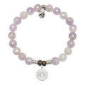 Prayers Collection: Mauve Jade Gemstone Bracelet with Prayers of Strength Sterling Silver Charm