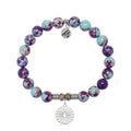 Prayers Collection: Purple Blue Jasper Gemstone Bracelet with Prayers of Strength Sterling Silver Charm