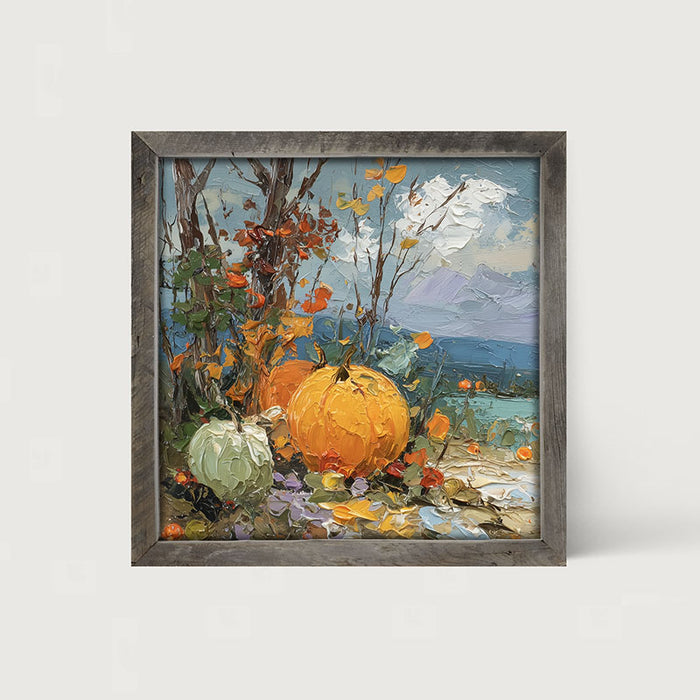 Pumpkin Country - Large Pumpkins along Path - Framed Art