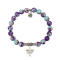 Purple Blue Jasper Gemstone Bracelet with Menorah Sterling Silver Charm