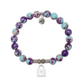 Purple Blue Jasper Gemstone Bracelet with Unbreakable Friendship Sterling Silver Charm