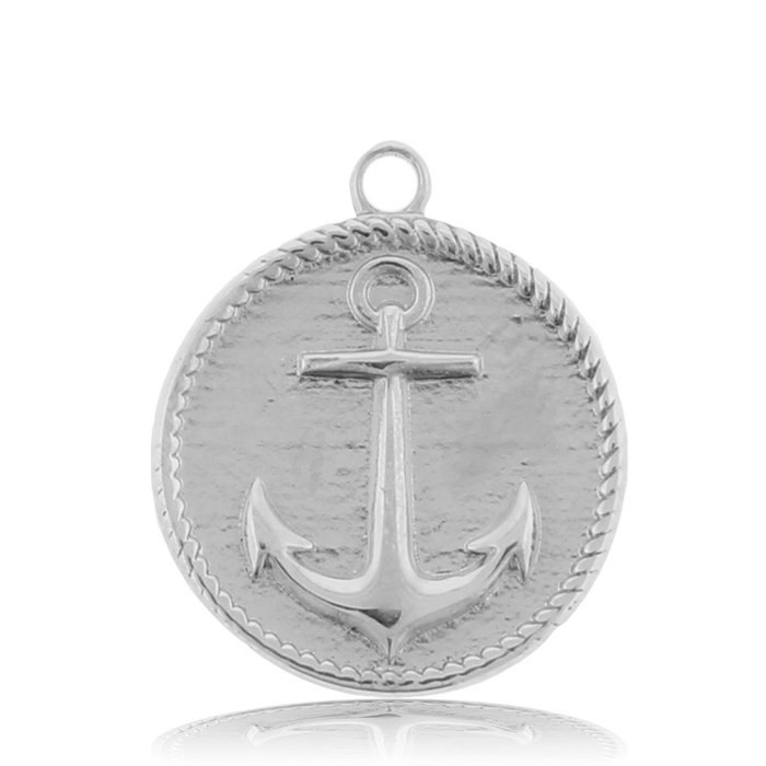 Purple Turquoise Gemstone Bracelet with Anchor Sterling Silver Charm