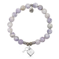 Purple Turquoise Gemstone Bracelet with Key To My Heart Sterling Silver Charm