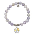 Purple Turquoise Gemstone Bracelet with Rising Sun Sterling Silver Charm