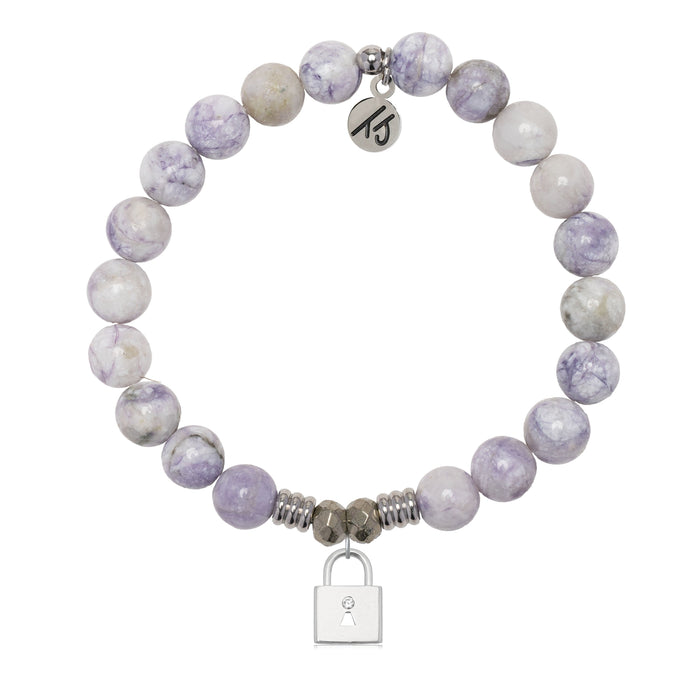Purple Turquoise Gemstone Bracelet with Unbreakable Friendship Sterling Silver Charm