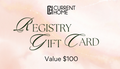 A soft pink Registry Gift Card $100 from Current Home NY features the brand logo at the top, elegant large text, and is perfect as a wedding or celebration gift.
