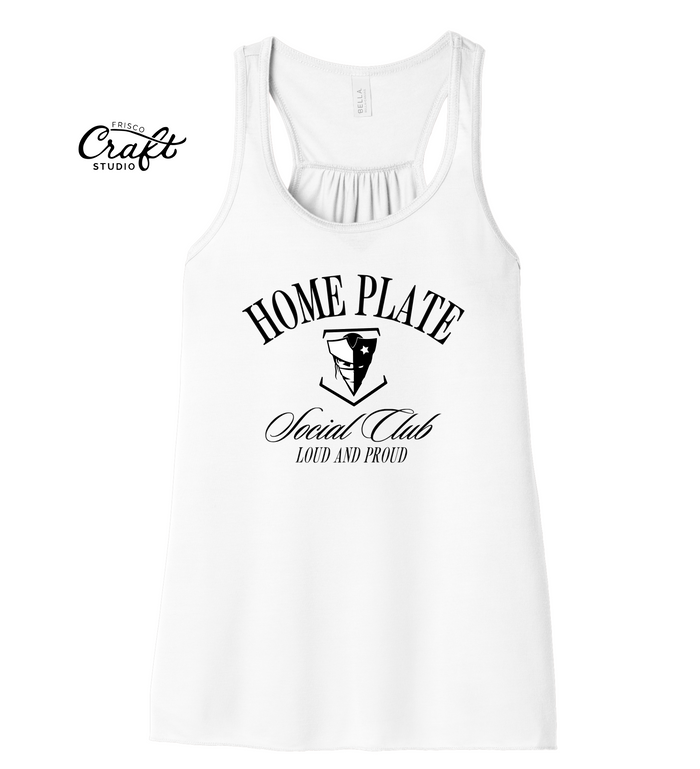Renegades Home Plate Social Club Flowy Racerback Tank - White