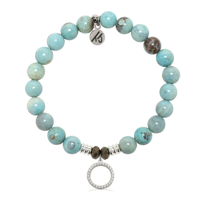 Robins Egg Agate Gemstone Bracelet with Good Karma Sterling Silver Charm