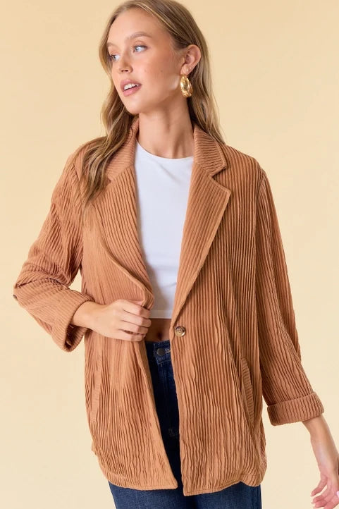Roll-Up Sleeve Blazer-Ginger