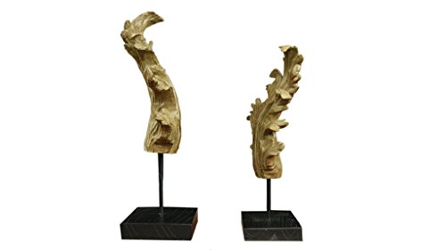 Rustic Leaf Sculpture on Stand Home Decor 2 Piece Set - EK CHIC HOME