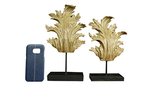 Rustic Leaf Sculpture on Stand Home Decor 2 Piece Set - EK CHIC HOME