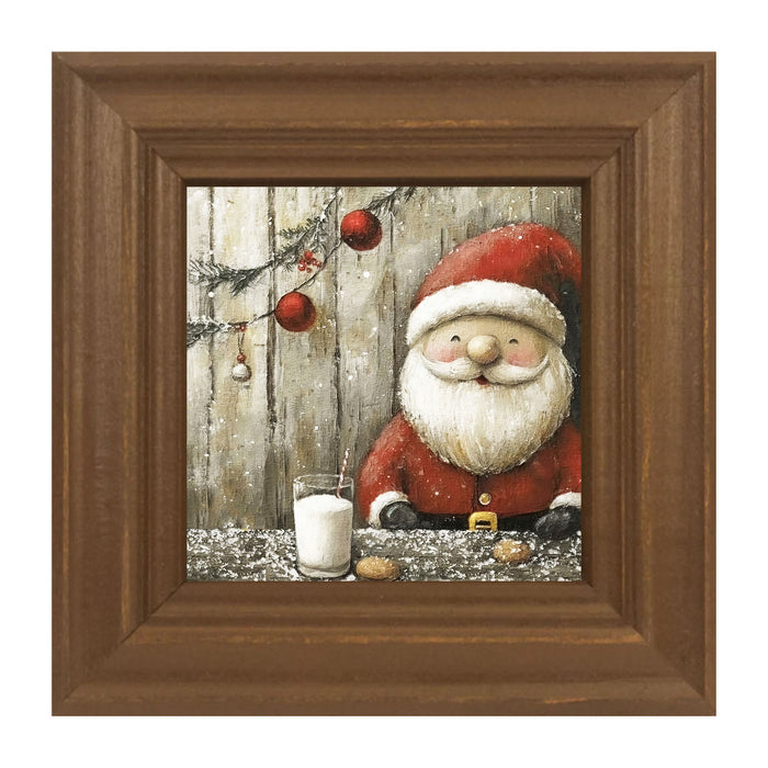 Santa enjoying Cookies and milk