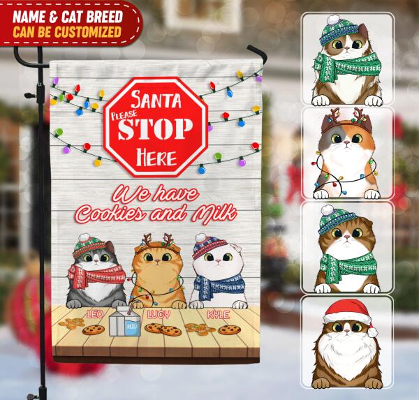 Santa Stop Here We Have Cookies And Milk Personalized Garden Flag