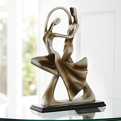 Silver Abstract 14 3/4" High Dancing Couple Sculpture - EK CHIC HOME