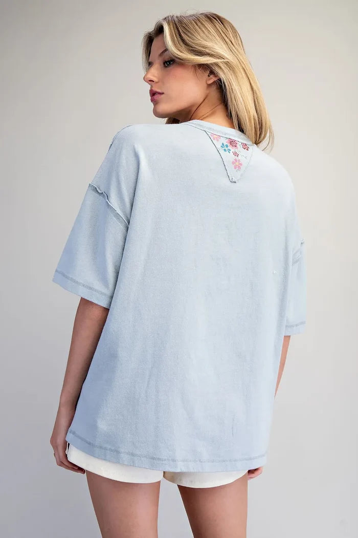Soft Washed Flower Patch Graphic T-Shirt