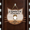 Spoiled Cats Live Here With Their Household Staff Personalized Shaped Wooden Door Sign