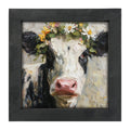 Spring Season Cow with Floral Crown - Framed Art