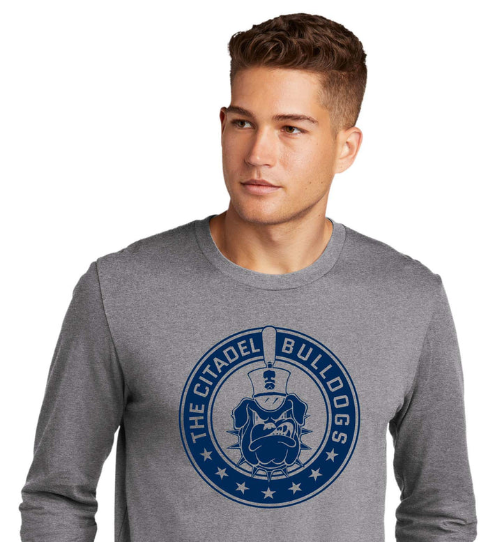 Stars and Spike Cotton Long Sleeve Tee- Heather Gray