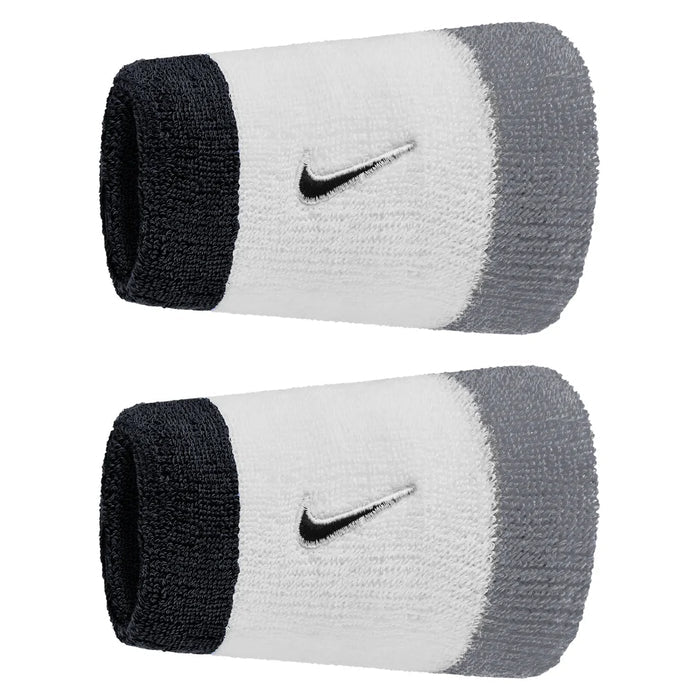 Swoosh Classic Doublewide Wristbands 2 Pack, Nike, 122 White/Cool Grey, Pickleball Express, N1012406-BF26-122-WHITE-COOL-GREY-1