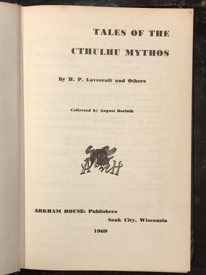 TALES OF THE CTHULHU MYTHOS - Lovecraft - Edited by August Derleth - 1st, 1969