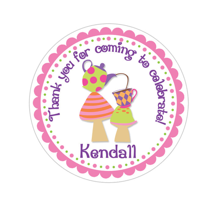 Tea Party Personalized Sticker Birthday Stickers - INKtropolis