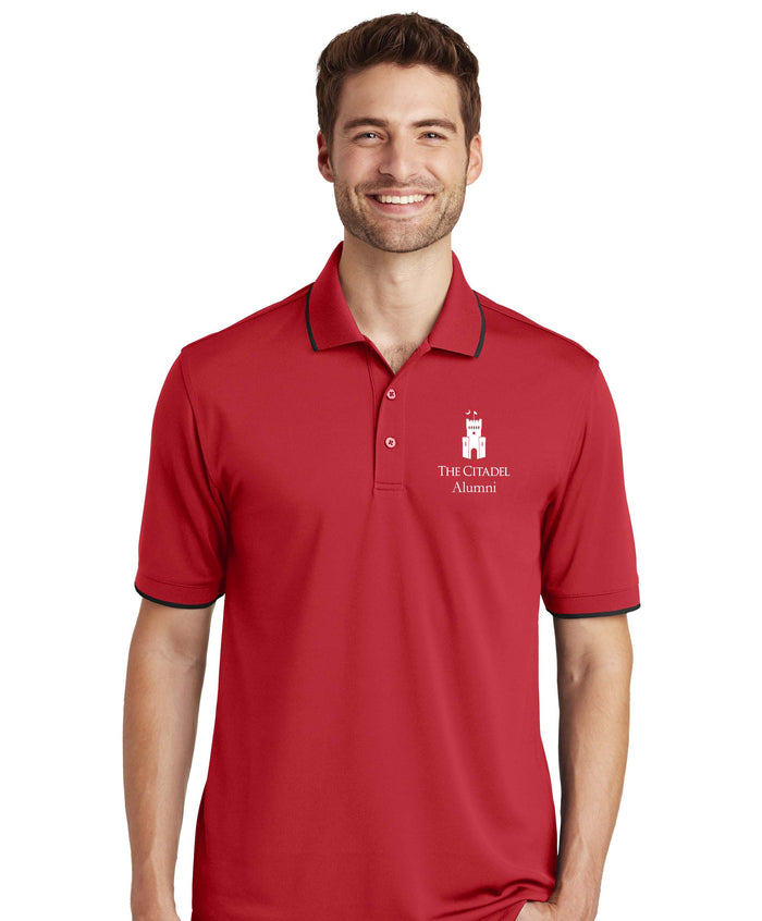 The Citadel Alumni Tower Micro-Mesh Tipped Polo- Red