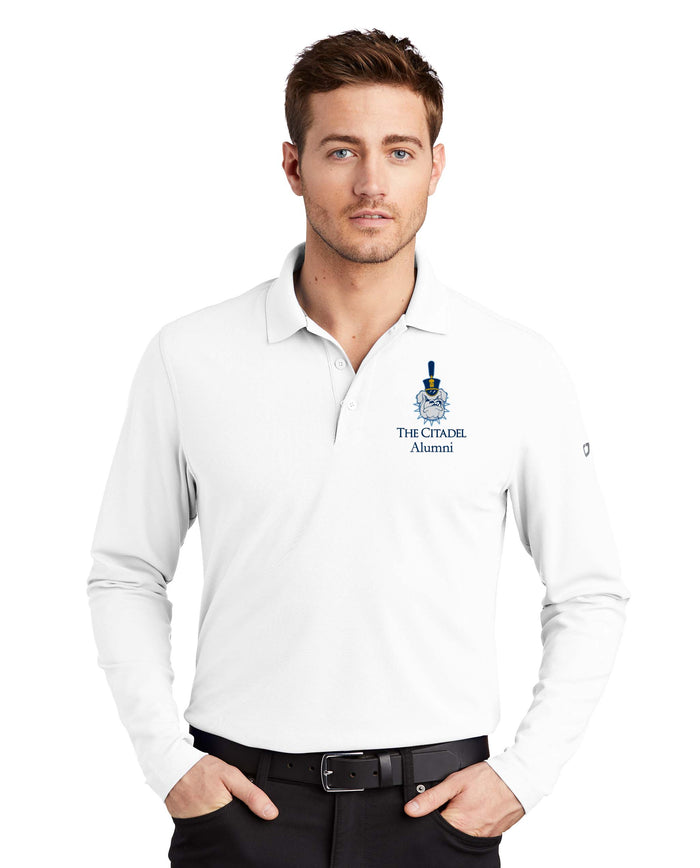 The Citadel Alumni Spike OGIO Men's Long Sleeves Embroidery Polo-White