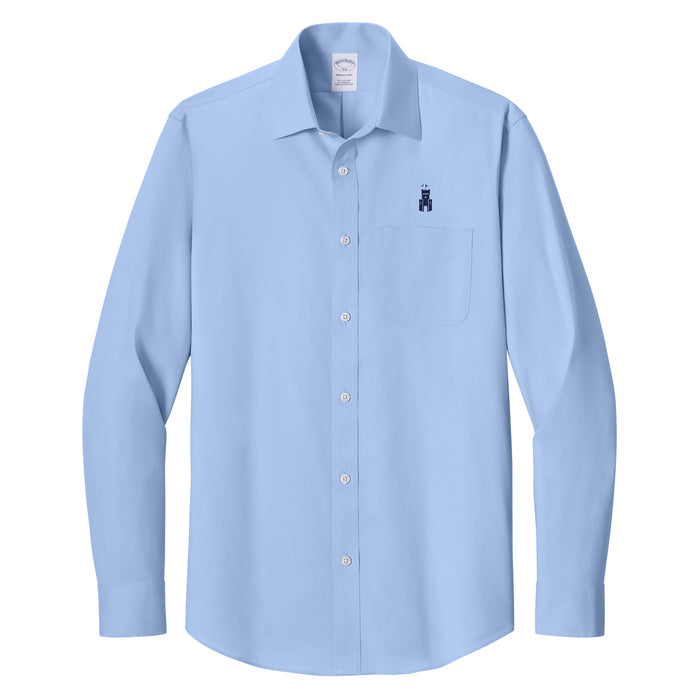 The Citadel, Barracks, Brooks Brothers® Wrinkle-Free Stretch Pinpoint Spread Collar Shirt - Newport Blue