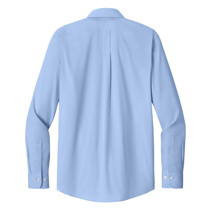 Brooks Brothers® Wrinkle-Free Stretch Pinpoint Spread Collar Shirt - Newport Blue - Back