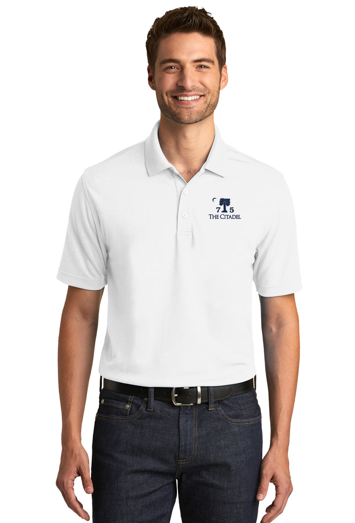 The Citadel, Big Red, Class of 1975,  UV Micro-Mesh Polo Shirt- White