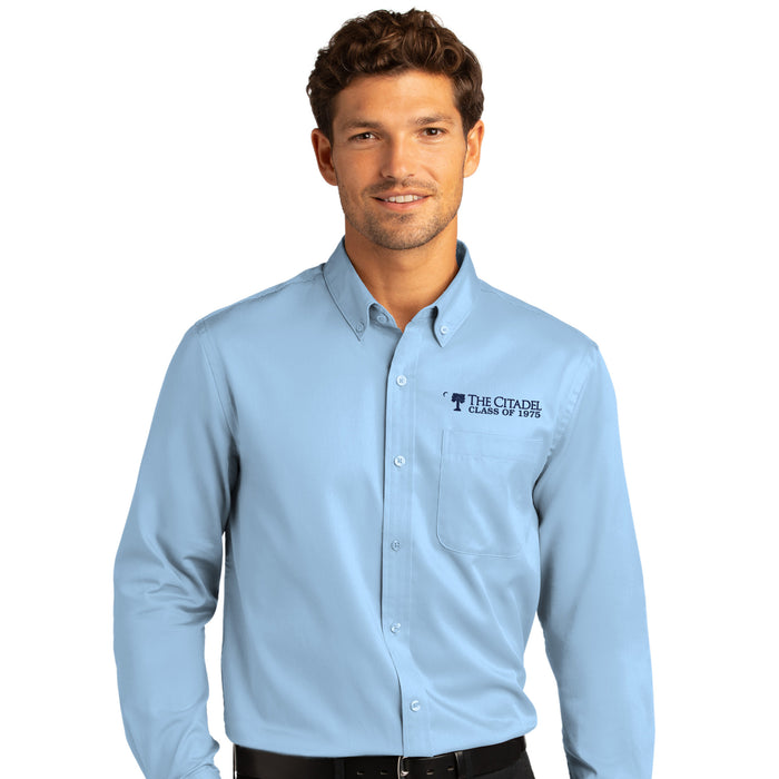 The Citadel, Big Red, Crescent, Class of 1975, Long Sleeve Twill Shirt- Carolina Blue