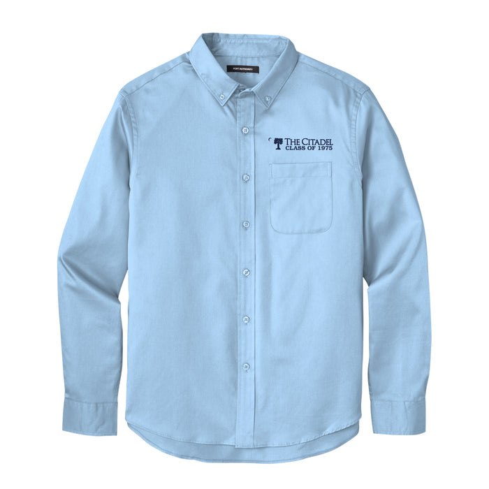 The Citadel, Big Red, Crescent, Class of 1975, Long Sleeve Twill Shirt- Carolina Blue