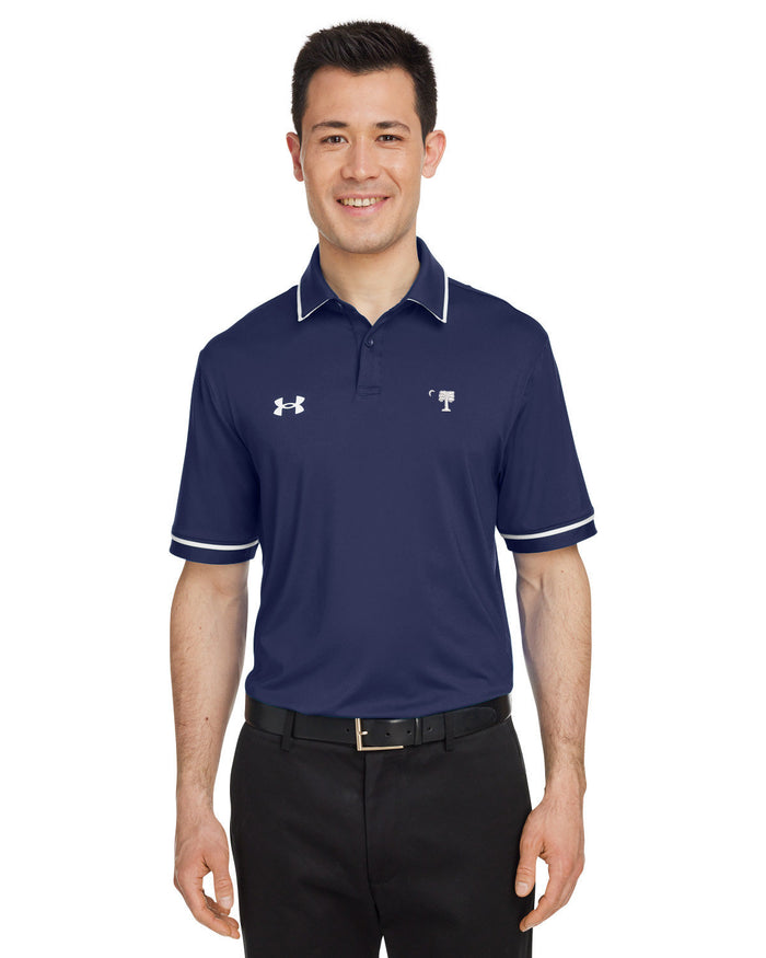 Big Red Palmetto Under Armour Men's Tipped Teams Performance Polo- Navy