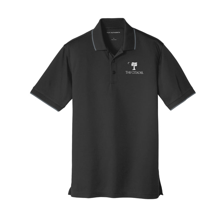 The Citadel, Big Red logo, UV Micro-Mesh Tipped Polo - black