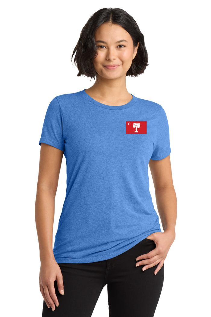 The Citadel, Big Red Palmetto Flag, Women’s Tri-Blend T-Shirt - Carolina Blue