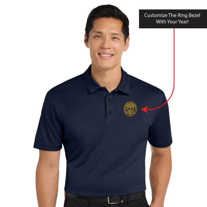 The Citadel, Big & Tall, Customizable (Your Year) Embroidered Ring Bezel Design, Silk Touch™ Performance Polo - Navy