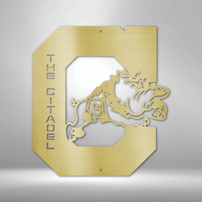 The Citadel, Block C Jumping Bulldog - Metal Wall Art