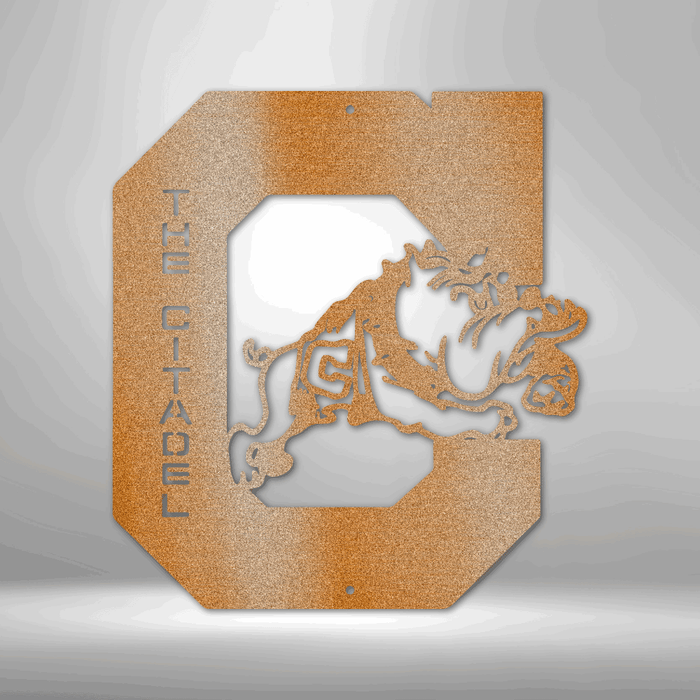 The Citadel, Block C Jumping Bulldog - Metal Wall Art