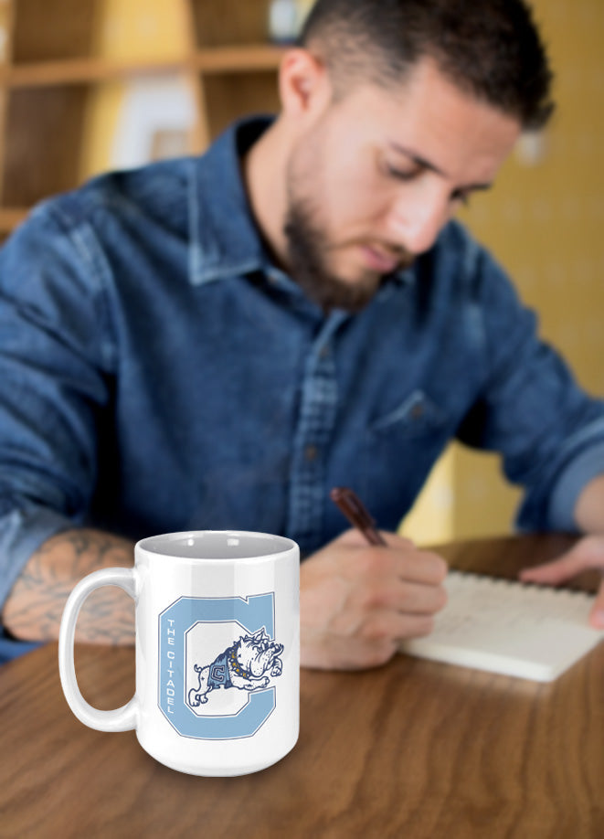 Jumping Bulldog White Mug - 15oz