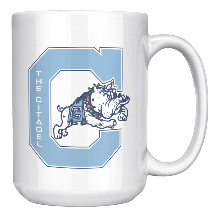 Jumping Bulldog White Mug - 15oz