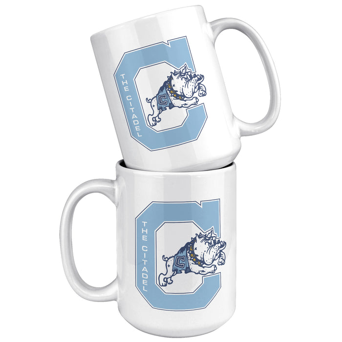 Jumping Bulldog White Mug - 15oz