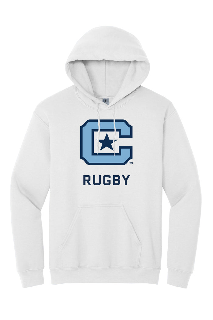 The Citadel Block C Star logo, Club Sports - Unisex Rugby,  Heavy Blend™ Hooded Sweatshirt - White