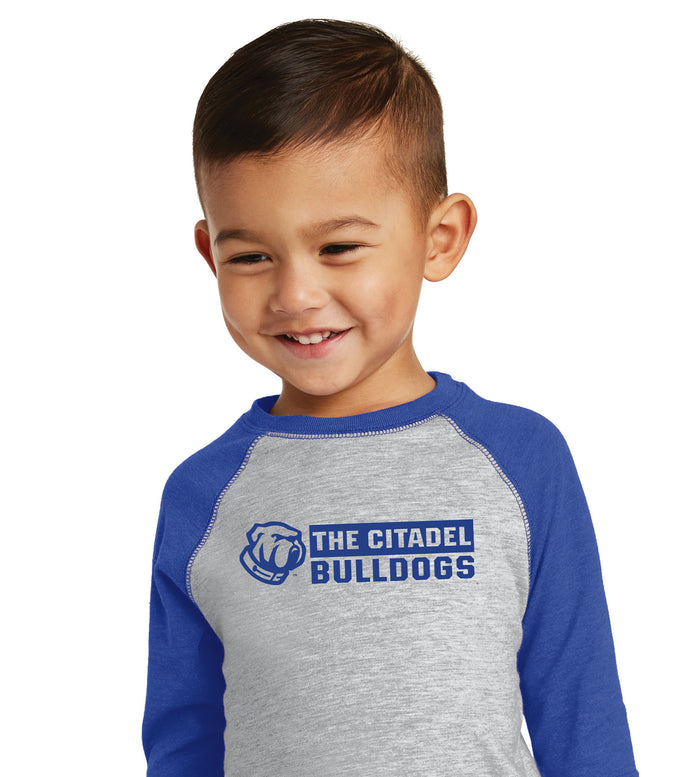 RS3330 The Citadel Bulldogs Toddler Baseball Tee-Vintage Heather/ Vintage Royal