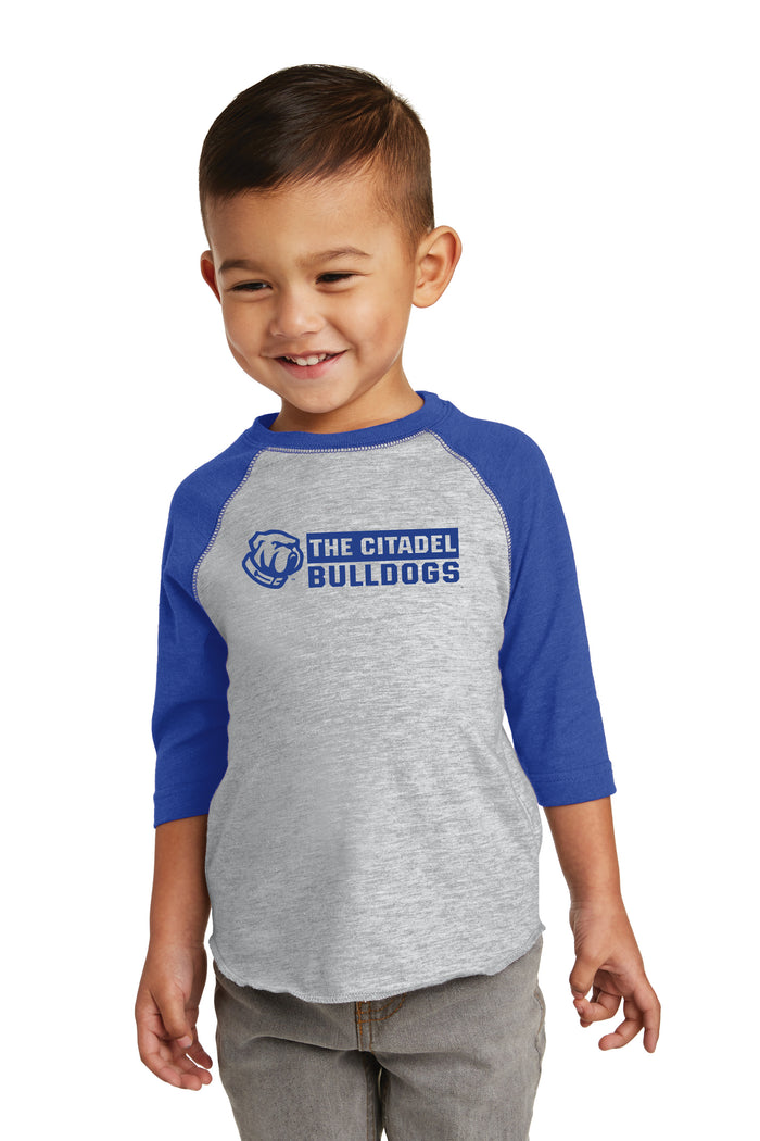 RS3330 The Citadel Bulldogs Toddler Baseball Tee-Vintage Heather/ Vintage Royal