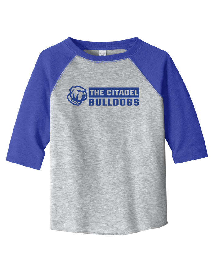 RS3330 The Citadel Bulldogs Toddler Baseball Tee-Vintage Heather/ Vintage Royal